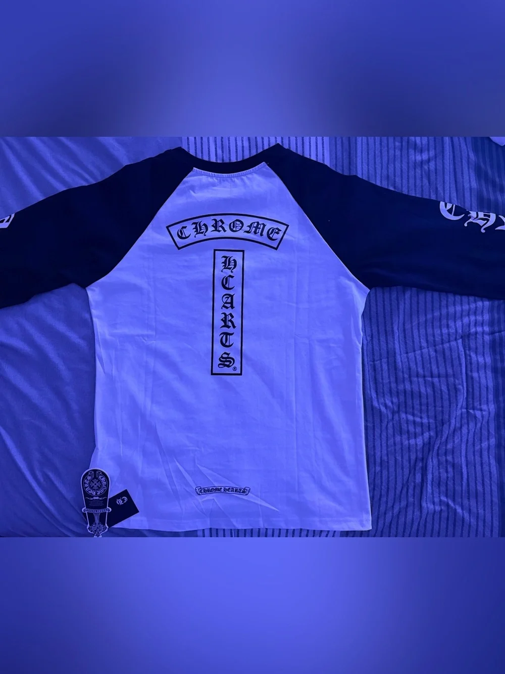Chrome Hearts Black and White Raglan Short Sleeve Tee